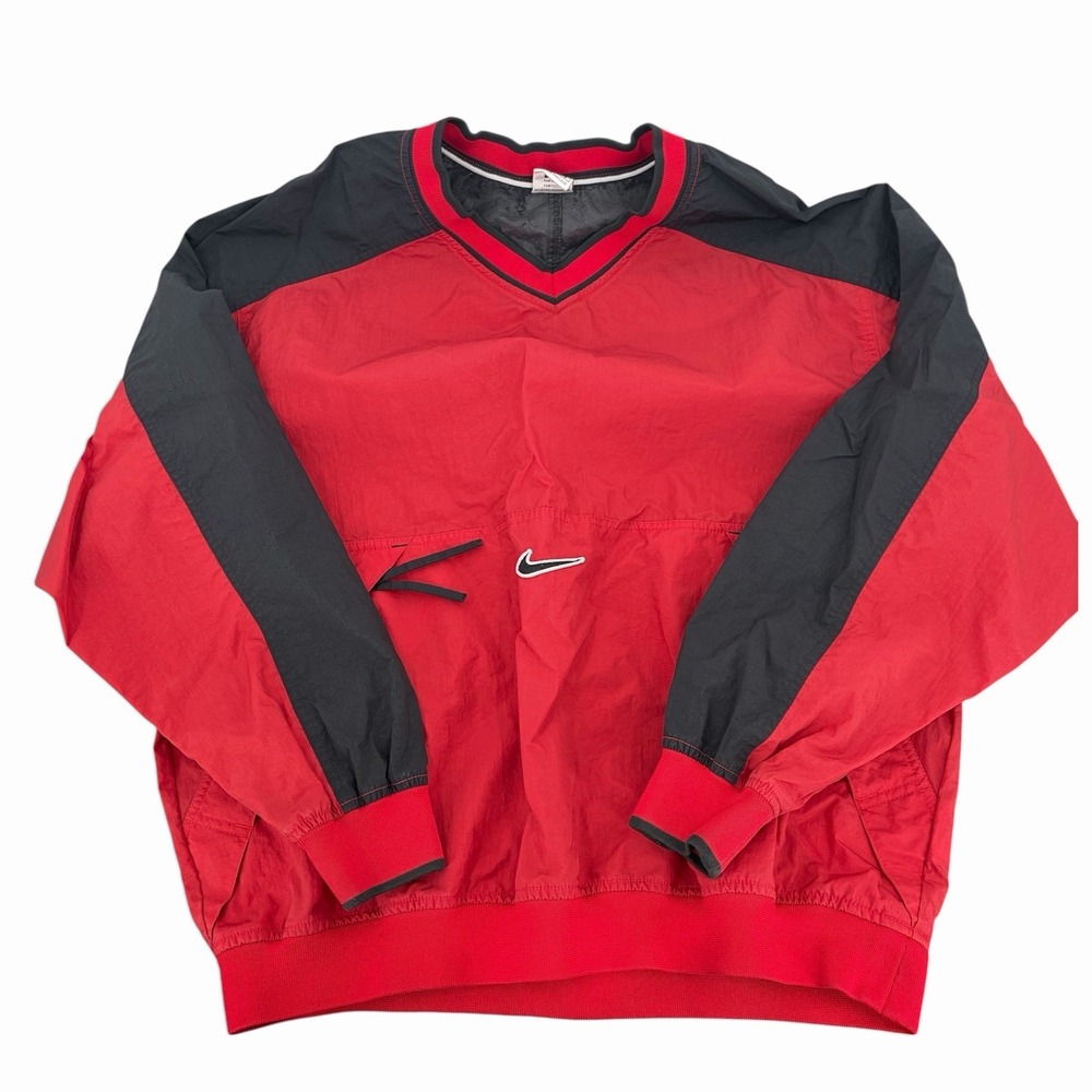 Nike Vintage 90s Windbreaker Pullover Red Black Jacket Men's L Nylon Lightweight